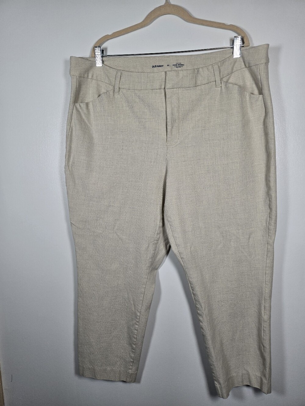 Old Navy High Rise Pixie Skinny Cream Plaid Ankle Trouser Pants Plus Size 22